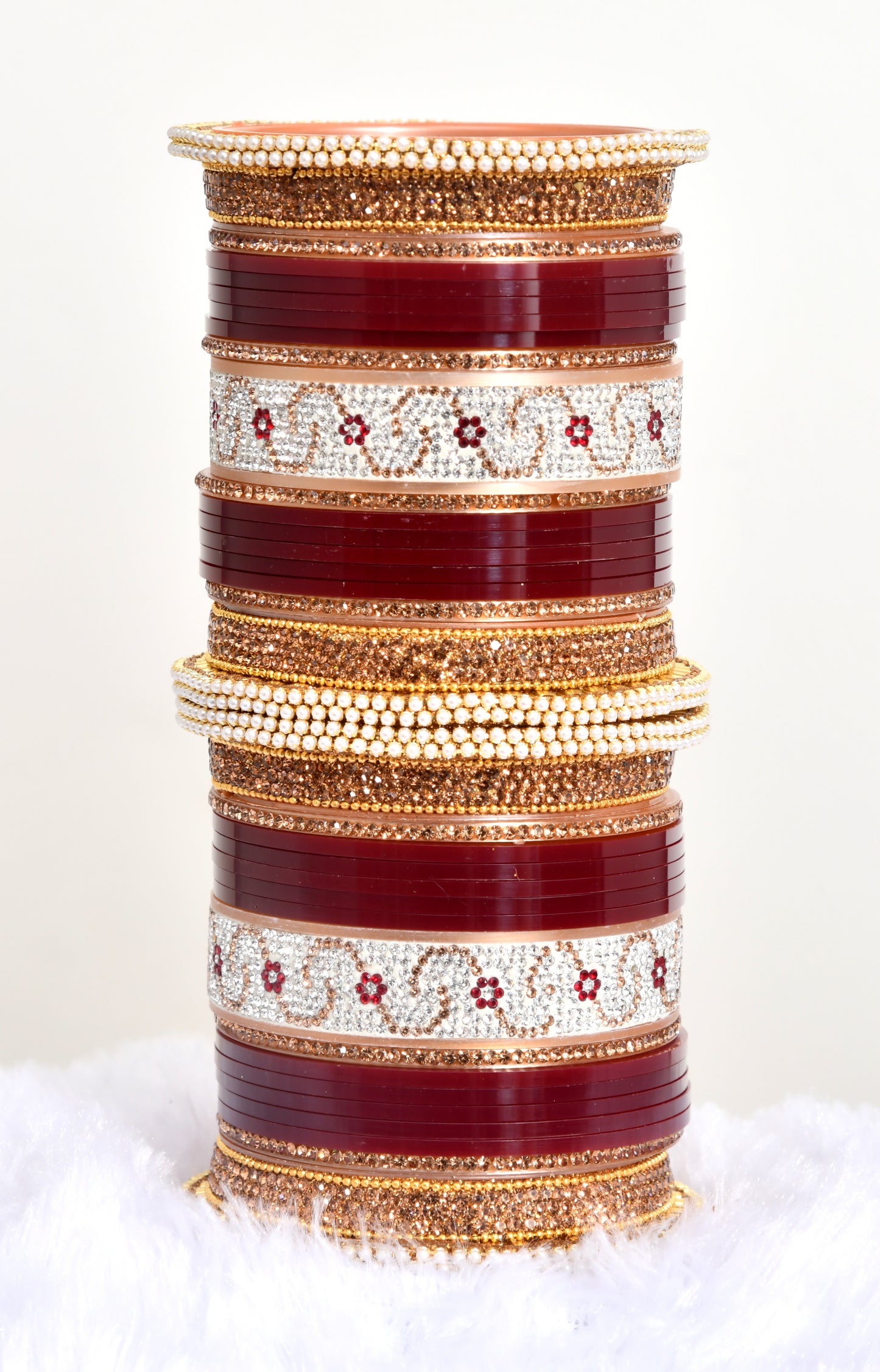 Bridal Bangle Gold Plated and Cubic Zirconia Rose Gold Chuda/Choora set Rajsthani/Punjabi for Women & Girls