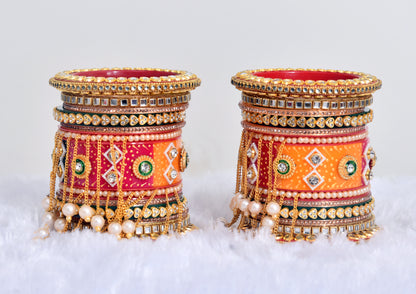 Rajputi Bridal Latkan Multicolour Chuda Bangles Set For Girls & Women