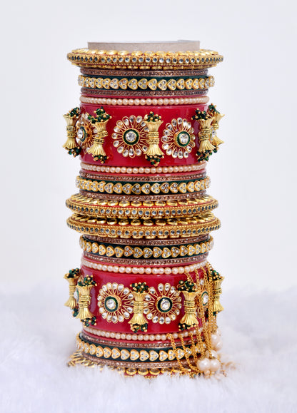 Rajputi Bridal Latkan Chuda Bangles Set For Girls & Women